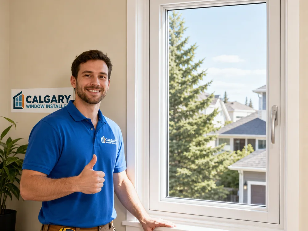 Finished interior egress casement window with neat casing, a level sill, and visible operating handle