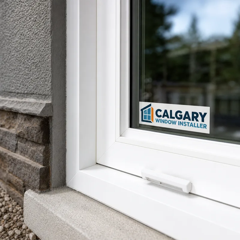 Close-up of a newly installed basement window with clean trim, perimeter sealing, and a tidy interior framing return